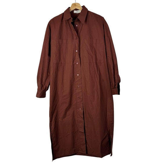 The Frankie Shop Terracotta Orange Karole Long Sleeve Shirt Dress M - Picture 1 of 5